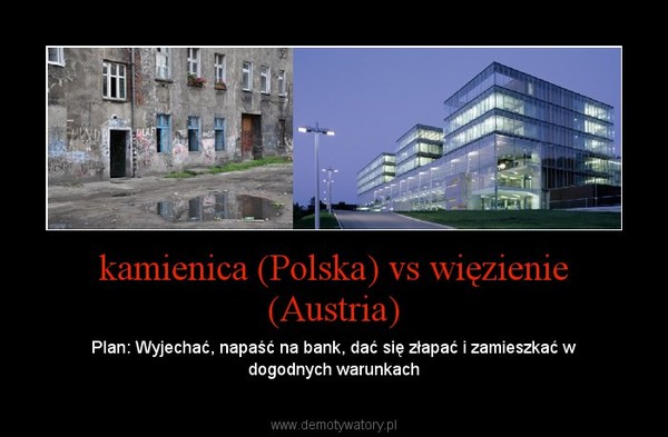 kamienica (Polska) vs więzienie (Austria) – Plan: Wyjechać, napaść na bank, dać się złapać i zamieszkać w dogodnych warunkach 