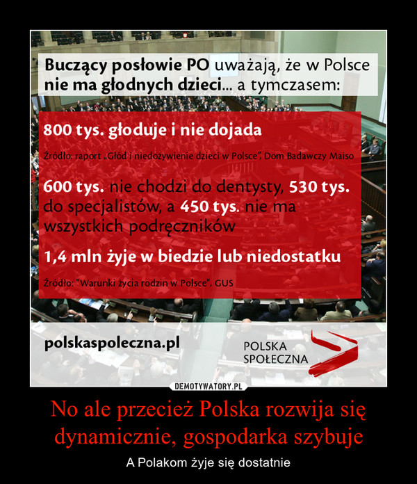 No ale przecież Polska rozwija się dynamicznie, gospodarka szybuje – A Polakom żyje się dostatnie 