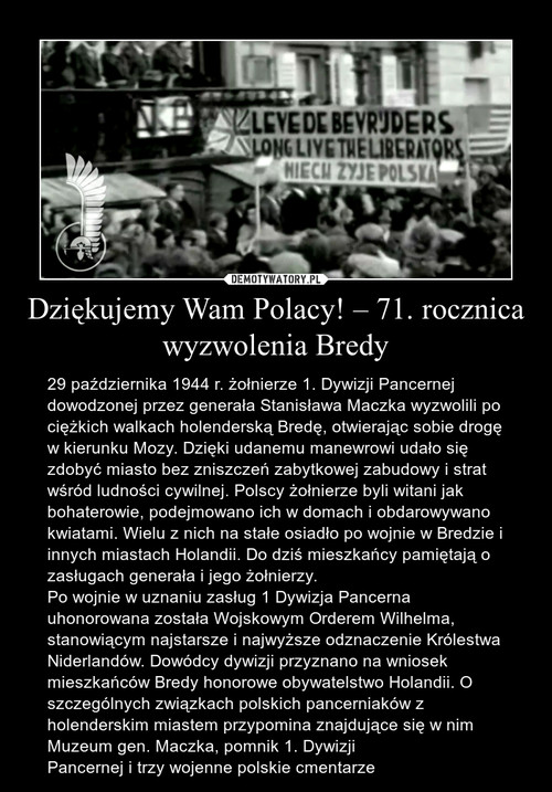 Dziękujemy Wam Polacy! – 71. rocznica wyzwolenia Bredy
