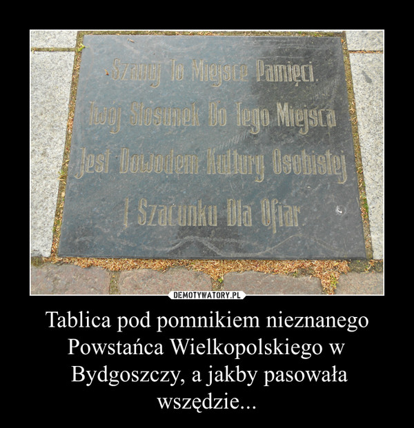 Tablica pod pomnikiem nieznanego Powstańca Wielkopolskiego w
 Bydgoszczy, a jakby pasowała wszędzie...