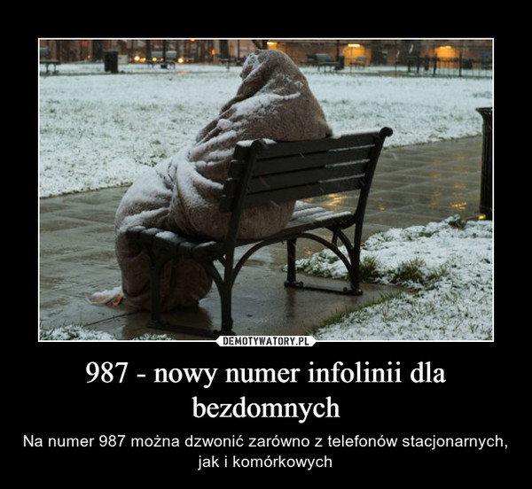 987 - nowy numer infolinii dla bezdomnych