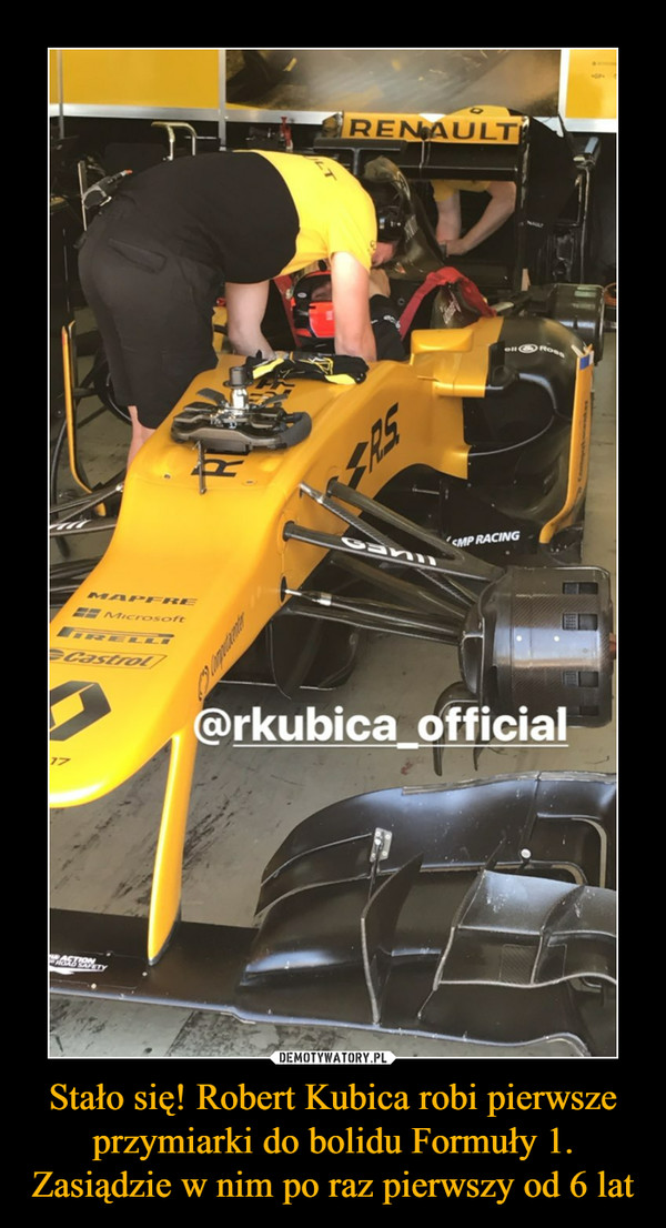 Stało się! Robert Kubica robi pierwsze przymiarki do bolidu Formuły 1. Zasiądzie w nim po raz pierwszy od 6 lat –  