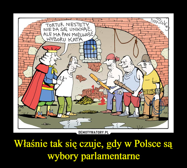 Właśnie tak się czuje, gdy w Polsce są wybory parlamentarne –  TORTUR NIESTETY NIE DA SIĘ UNIKNĄĆ, ALE MA PAN MOŻLIWOŚĆ WYBORU KATA