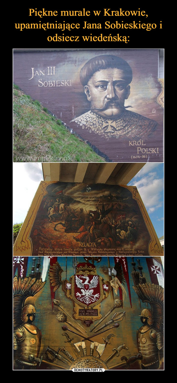 Piękne murale w Krakowie, upamiętniające Jana Sobieskiego i odsiecz wiedeńską: