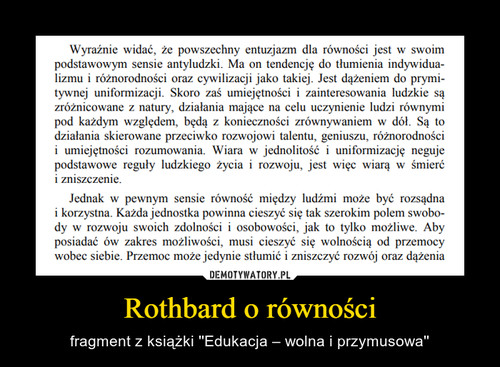 Rothbard o równości