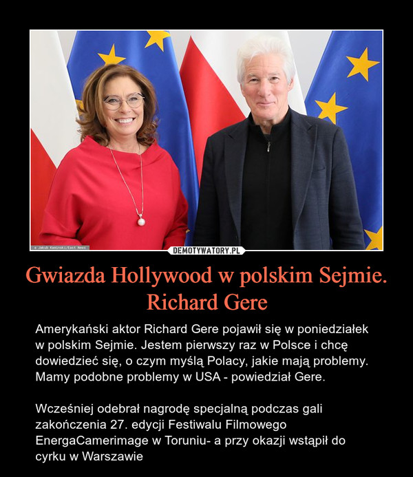 Gwiazda Hollywood w polskim Sejmie. Richard Gere