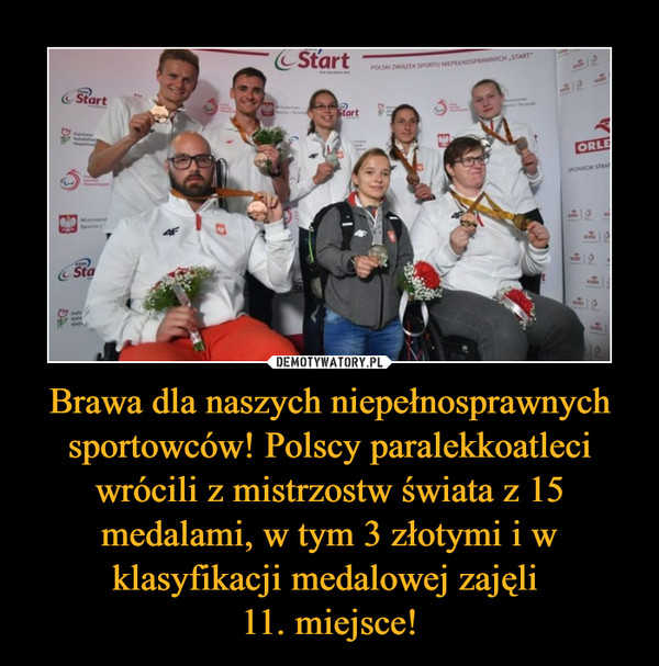 Brawa dla naszych niepełnosprawnych sportowców! Polscy paralekkoatleci wrócili z mistrzostw świata z 15 medalami, w tym 3 złotymi i w klasyfikacji medalowej zajęli 11. miejsce! –  
