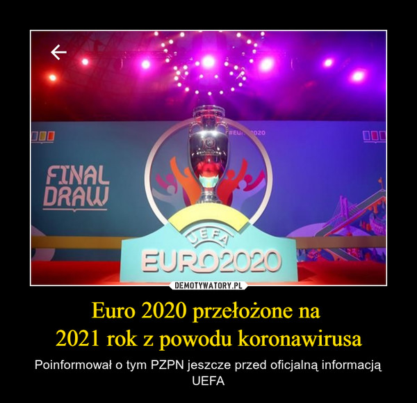 Euro 2020 przełożone na 
2021 rok z powodu koronawirusa
