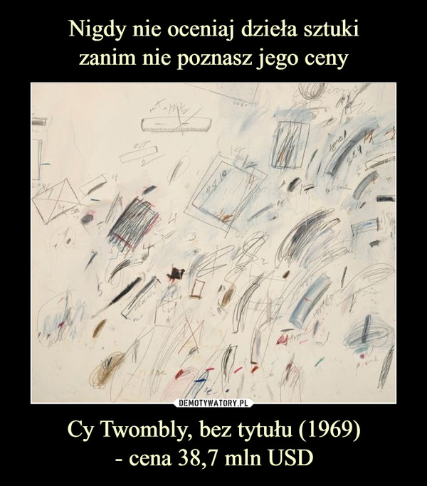Cy Twombly, bez tytułu (1969)- cena 38,7 mln USD –  
