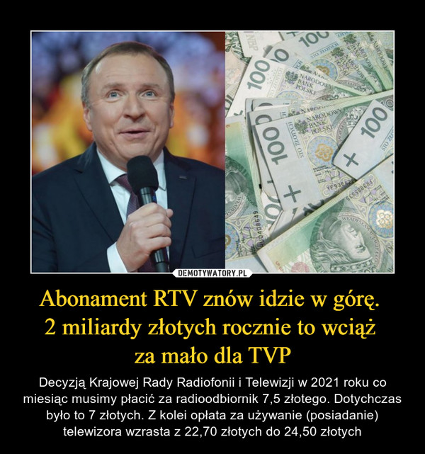 Abonament RTV znów idzie w górę. 
2 miliardy złotych rocznie to wciąż 
za mało dla TVP