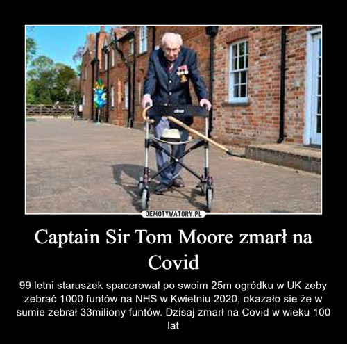 Captain Sir Tom Moore zmarł na Covid