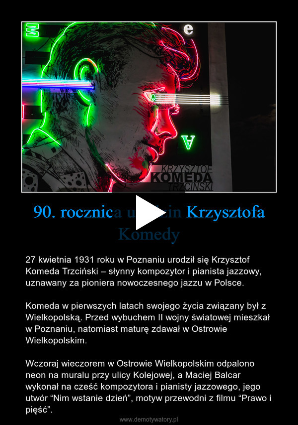 90. rocznica urodzin Krzysztofa Komedy
