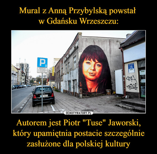 Mural z Anną Przybylską powstał 
w Gdańsku Wrzeszczu: Autorem jest Piotr "Tuse" Jaworski, który upamiętnia postacie szczególnie zasłużone dla polskiej kultury