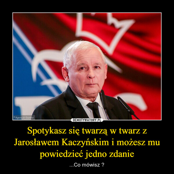 Spotykasz się twarzą w twarz z Jarosławem Kaczyńskim i możesz mu powiedzieć jedno zdanie – ...Co mówisz ? 