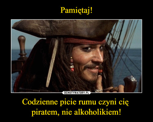 Pamiętaj! Codzienne picie rumu czyni cię 
piratem, nie alkoholikiem!