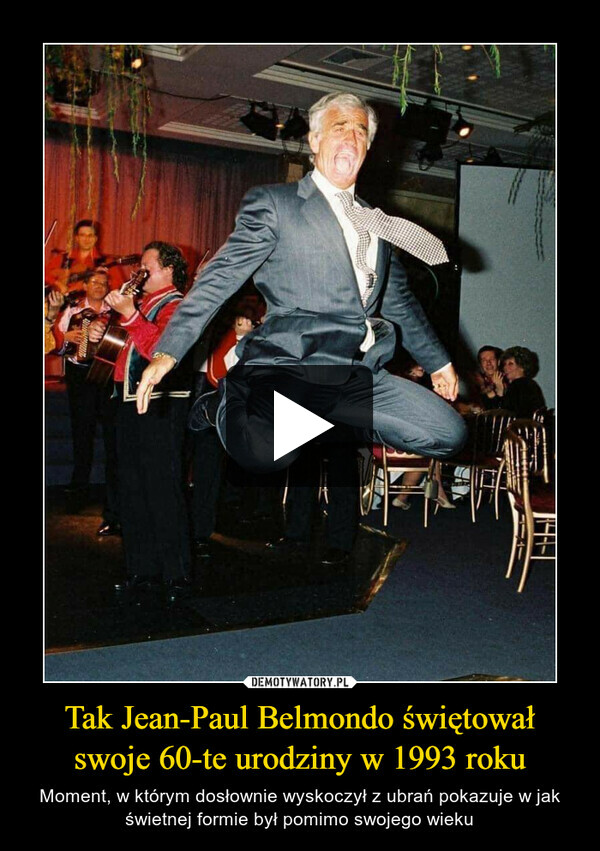 Tak Jean-Paul Belmondo świętował swoje 60-te urodziny w 1993 roku – Moment, w którym dosłownie wyskoczył z ubrań pokazuje w jak świetnej formie był pomimo swojego wieku 