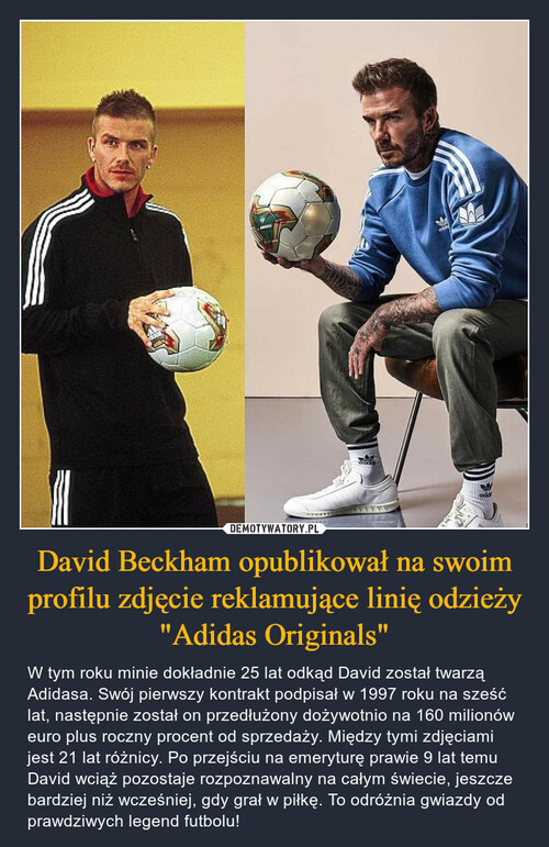 David Beckham opublikował na swoim profilu zdjęcie reklamujące linię odzieży "Adidas Originals"