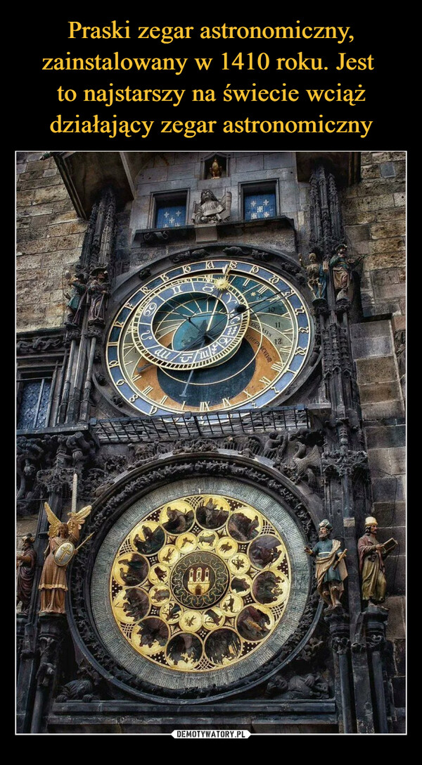 Praski zegar astronomiczny, zainstalowany w 1410 roku. Jest 
to najstarszy na świecie wciąż działający zegar astronomiczny