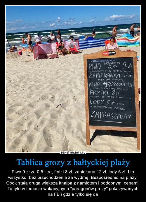 Tablica grozy z bałtyckiej plaży