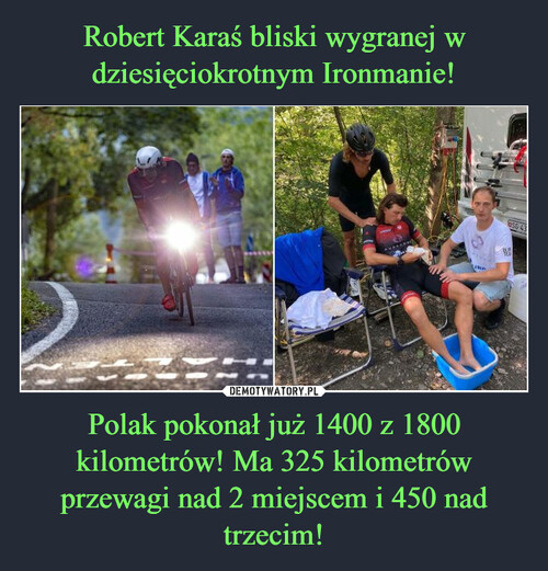 Robert Karaś bliski wygranej w dziesięciokrotnym Ironmanie! Polak pokonał już 1400 z 1800 kilometrów! Ma 325 kilometrów przewagi nad 2 miejscem i 450 nad trzecim!