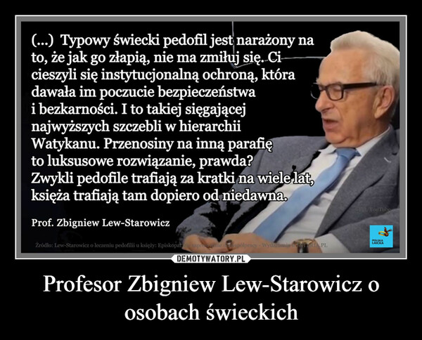 Profesor Zbigniew Lew-Starowicz o osobach świeckich –  