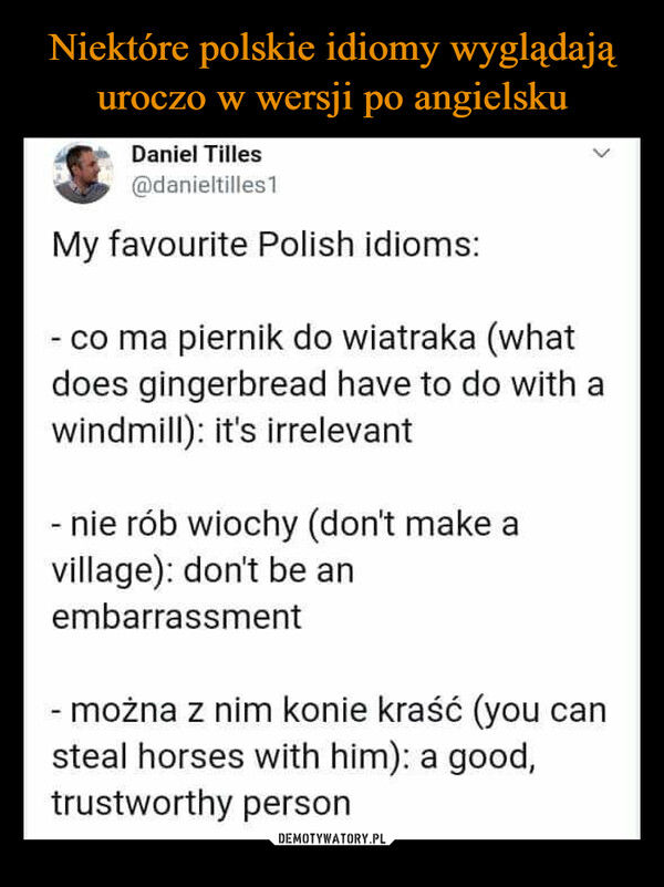 Niektóre polskie idiomy wyglądają uroczo w wersji po angielsku
