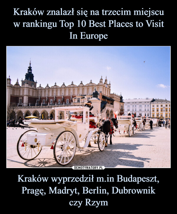 Kraków wyprzedził m.in Budapeszt, Pragę, Madryt, Berlin, Dubrownikczy Rzym –  