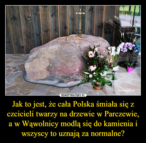 Jak to jest, że cała Polska śmiała się z czcicieli twarzy na drzewie w Parczewie, a w Wąwolnicy modlą się do kamienia i wszyscy to uznają za normalne? –  bozestopki.pl